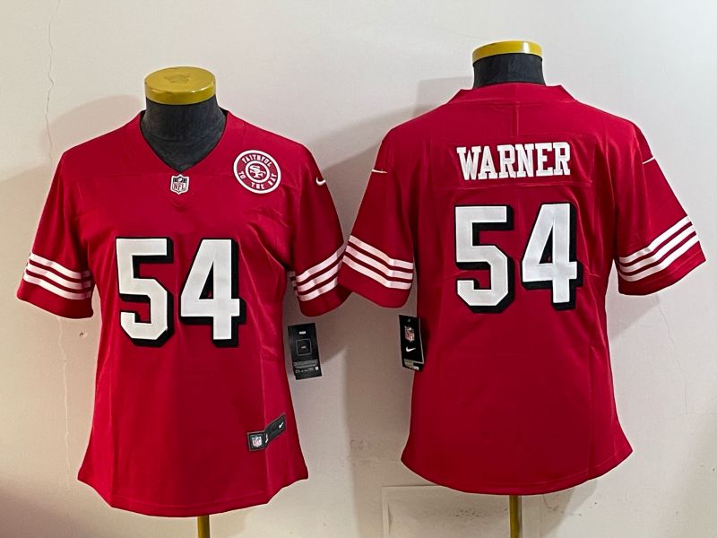 Youth 2025 San Francisco 49ers #54 Warner Red Nike Limited NFL Jersey style 006